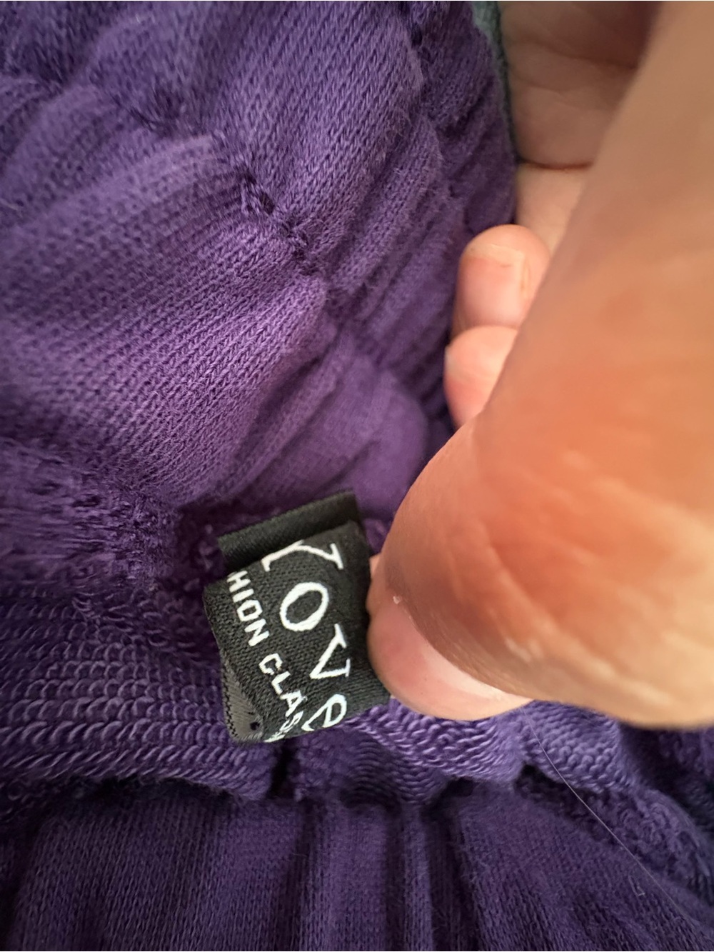 Yovela Purple Jogger Sweatpants Size L Elastic Waist Cuffed Ankle - Picture 3 of 9
